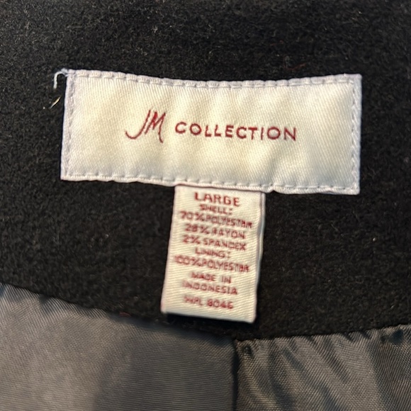 JM Collection Women’s Black Peacoat Size Large - Picture 9 of 10